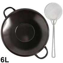 Tacho Preto 6L+Escumadeira N14 Fritura Pastel Salgado