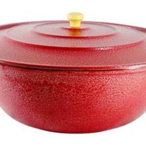 Tacho Restaurante Alça De Alumínio Fundido Craqueado Preto 32Cm Cor Vermelho