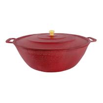 Tacho Restaurante Alça de Alumínio Fundido Craqueado Vermelho 35cm