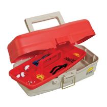 Tackle Box Plano One Tray Take Me Fishing com equipamento vermelho/bege