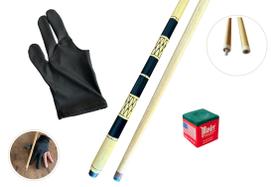 Taco de Sinuca Bilhar Rosca Desmontável + Luva + Giz Master Taco de Sinuca Bilhar Rosca Desmontável + Luva + Giz Master