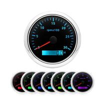 Tacômetro Marítimo 8K 6K 4K 3K 8000RPM Com Horímetro LCD 85mm E Luz De Fundo De 7 Cores Para Carros