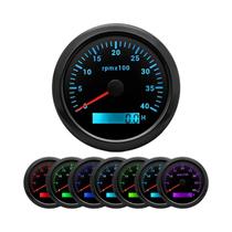 Tacômetro Marítimo 8K 6K 4K 3K 8000RPM Com Horímetro LCD 85mm E Luz De Fundo De 7 Cores Para Carros