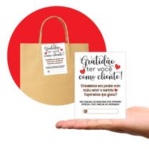 Tag Cartão de Agradecimento Pacote com 100 Peças Tam. 7,5 x 10,5 cm