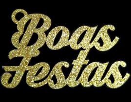 Tag de Decoração Boas Festas Glitter Dourado Sonho Fino Rizzo Embalagens