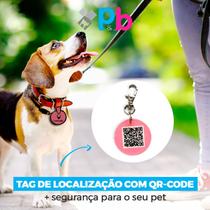 Tag de localização do seu pet QR-CODE integrado Cor Rosa - Acquapet