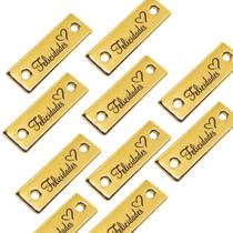 Tag de Metal Decorativa 2.4x0.8 cm Felicidades Dourada 10 Un