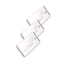 Tag Decorativa Acrílicas 3.0x1.0 cm Com Carinho Prata Espelhado 10 Un