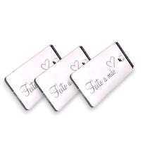 Tag Decorativa Acrílicas 3.0x1.0 cm Feito a Mão Prata Espelhado 10 Un