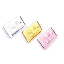 Tag Decorativa Acrílicas 3.0x1.0 cm Feliz Aniversário Dourado Espelhado 10 Un