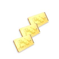 Tag Decorativa Acrílicas 3.0x1.0 cm Feliz Ano Novo Dourado Espelhado 10 Un