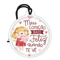 Tag Decorativa Redonda em MDF com Mensagem de Amor Placa Decorativa Mini 8x9