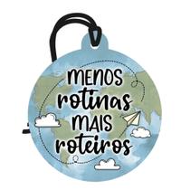 Tag Decorativa Redonda em MDF Frase Viagem Placa Decorativa Mini 8x9