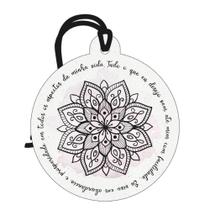 Tag Decorativa Redonda em MDF Mandala e Mantra Abundância Placa Decorativa Mini 8x9