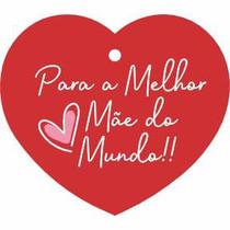 Tag Dia Das Mães Coração Com Furo Para Presente Com 25 Uni