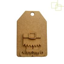 Tag em MDF Grande Decorada Duende 3D Enfeite Natalino Porta Arvore Natal Presente 26x17 cm Tag em MDF Grande Decorada Duende 3D Enfeite Natalino Porta Arvore Natal Presente 26x17 cm