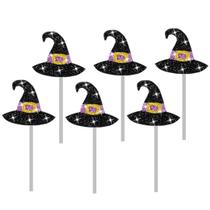 Tag Halloween Chapéu de Bruxa - 6 unidades - 9 cm