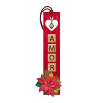 Tag para Árvore de Natal Amor Enfeite com Guizo 15x5cm - Wp Connect