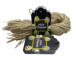 Tag Páscoa Gold Com Cordão De Sisal Incluso 100 Unidades.