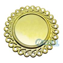 Tag Redonda Dourada 4cm C/ Borda Vazada - 10 unidades