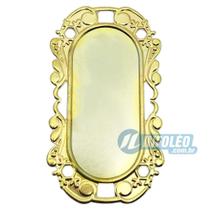 Tag Retangular C/ Borda Vazada Dourada 3,5x6cm - 10 unidades