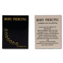 Tags Cartelas de Piercing Texto Cuidados no Verso - Geral