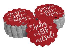 Tags de Papel com Folha Metálica "Baby It's Cold Outside" para Chá de Bebê - Inkdotpot
