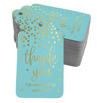 Tags de Papel "Thank You for Celebrating with Me" com Folha Dourada para Aniversário - Inkdotpot