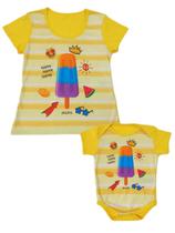 Tal Mãe Tal Filho Camiseta e Body de Bebê Estampa Sorvete Kit com 2 Peças