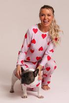 Tal Mãe Tal Pet Pijama Feminino Longo e Roupa Pet Corações