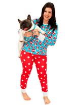 Tal Mãe Tal Pet Pijama Feminino Longo e Roupa Pet Natal Feliz