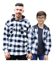 Tal Pai Tal Filho Kit Camisa Xadrez Flanela Cowboy Com Capuz