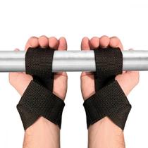 Tala Straps Algodão e Poliester Musculação Academia Funcional Pegada Firme e Segura Preto Preto