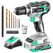 Taladro inalámbrico LiTHELi 20V con portabrocas sin llave de 3/8" y 18+1 ajustes de torque