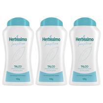 talco desodorante herbíssimo sensitive perfumado extra suave deixa pele perfumada o dia todo 3x100g