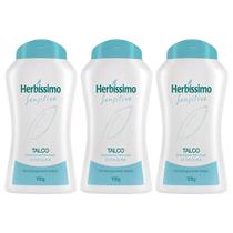 talco desodorante herbíssimo sensitive perfumado extra suave deixa pele perfumada o dia todo 3x100g