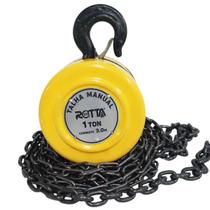 Talha Manual 1 Tonelada 1000 kg com Corrente 3 Metros Elevação Rotta 376 10615