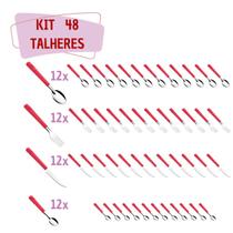 Talher 48 Inox Colher Chá Garfo Faca Colher Luna Vermelho Talher 48 Inox Colher Chá Garfo Faca Colher Luna Vermelho
