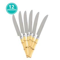 Talher Conjunto Jogo 12 Peças Bambu Luxo Garfo Faca Colher