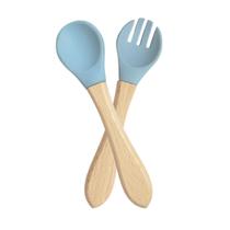 Talher de Silicone Madeira Lavável Comida Educacional Refeição Cozinha Interativo