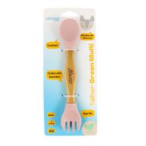 Talher Duplo Cabo Bambu e Pontas Silicone Rosa (6m+) Clingo Talher Duplo Cabo Bambu e Pontas Silicone Rosa (6m+) Clingo