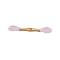 Talher Duplo de Bambu e Silicone Rosa - Clingo Talher Duplo de Bambu e Silicone Rosa - Clingo