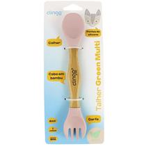 Talher Infantil Duplo de Bambu e Silicone Clingo Talher Infantil Duplo de Bambu e Silicone Clingo