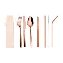 Talheres 8 em 1 Rose Gold + Ecobag Juta