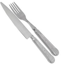 Talheres Aço Inox 2 Peças Prateados Garfo e Faca de Churrasco Refeição Servir Talheres Aço Inox 2 Peças Prateados Garfo e Faca de Churrasco Refeição Servir