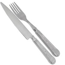 Talheres Aço Inox 2 Peças Prateados Garfo e Faca de Churrasco Refeição Servir