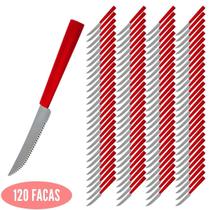 Talheres Cabo Plástico C/ 120 Facas Vermelho Fortaleza Inox