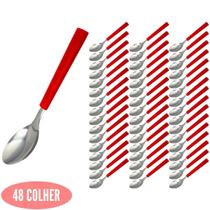 Talheres Cabo Plástico C/ 48 Colher Vermelho Fortaleza Inox Talheres Cabo Plástico C/ 48 Colher Vermelho Fortaleza Inox