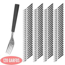Talheres Cabo Plástico com 120 Garfos Preto Mato Grosso Inox
