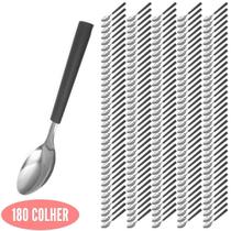 Talheres Cabo Plástico com 180 Colher Preto Mato Grosso Inox
